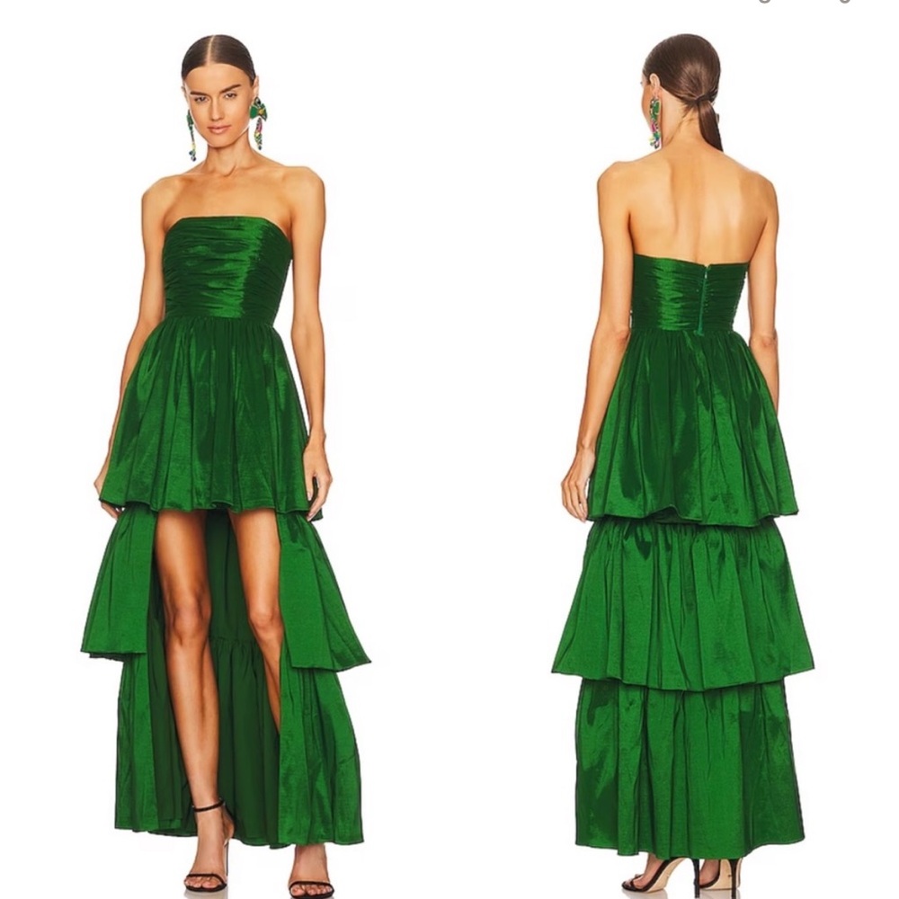 Lovers + Friends Green Strapless Maxi Dress